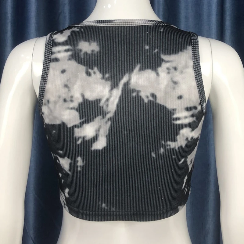 

Tie Dyeing Print Tanks Camis 2021 New Sexy Women Sleeveless O-neck Tank Vest Crop Tops Clubwear Summer Bustiers Corsets