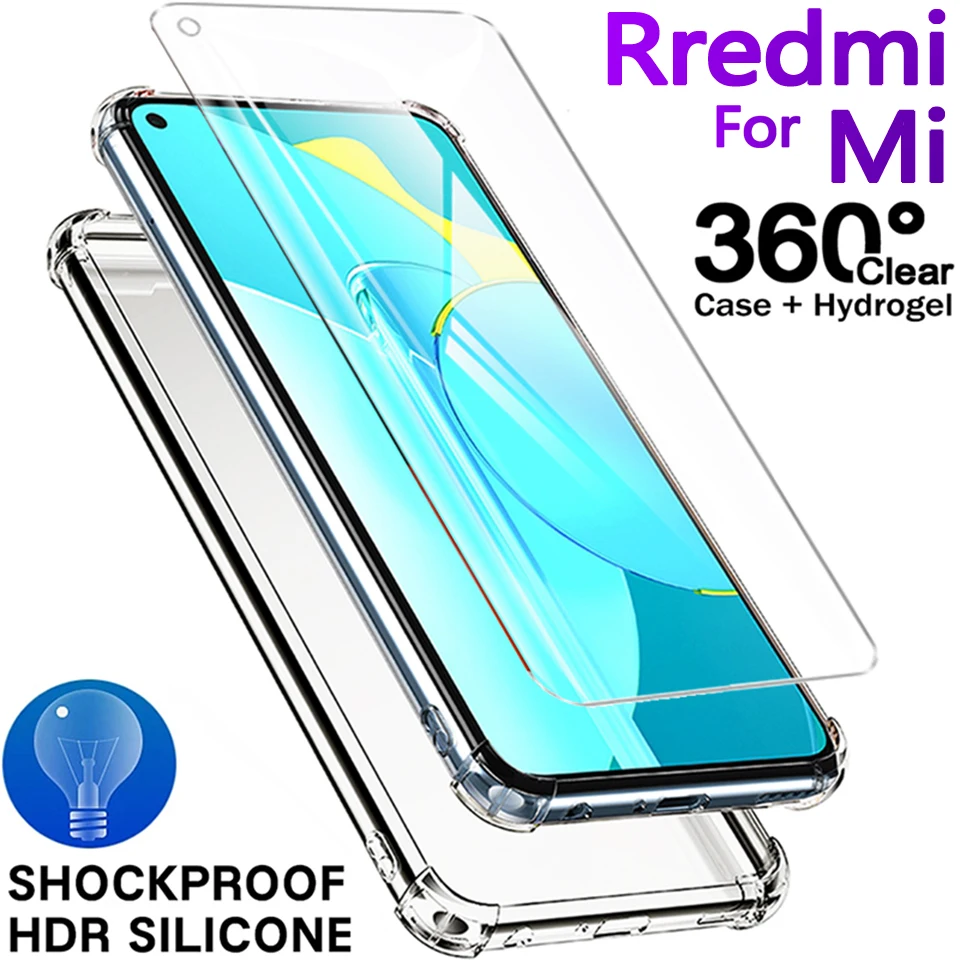 

360 Clear Case For Xiaomi Redmi Note 10 9 7 8 11 Pro Plus MI 11 10 9T 11T 10T Pro Poco X3 Nfc M4 Pro 9S 9A 9C Shockproof Cover