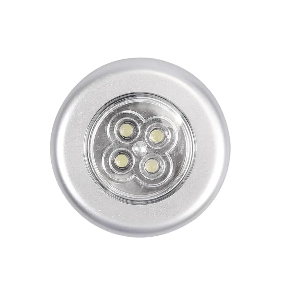 Proster 10 PCS 4 LED Touch Push Button Light Self-Stick ECO Long Battery Life Down Spot Lights super bright white light |