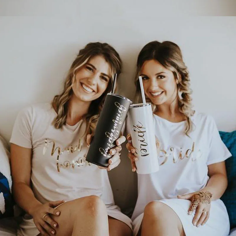 

20oz Skinny Tumbler Sealed Lids with Straw Wine Cup Double Wall Vacuum Insulated Stainless Steel Thermos Bottle Wedding Gift