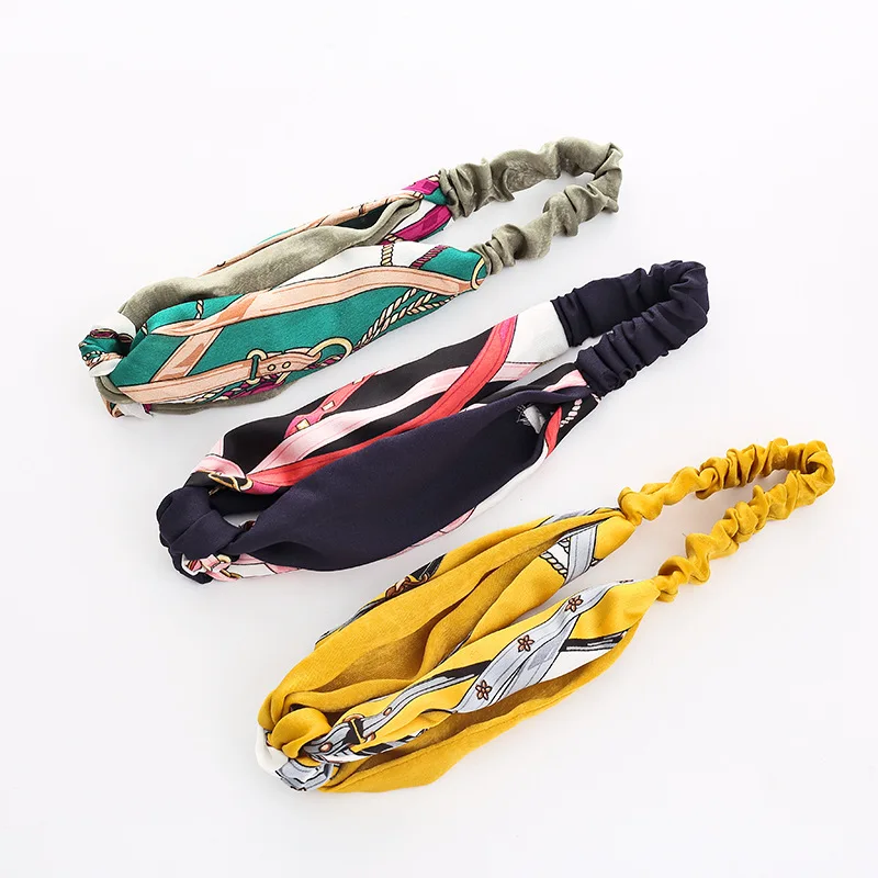 

Женская повязка на голову с перекрестным узлом, эластичная Спортивная головная повязка с цветочным принтом для йоги, модное украшение для ж...