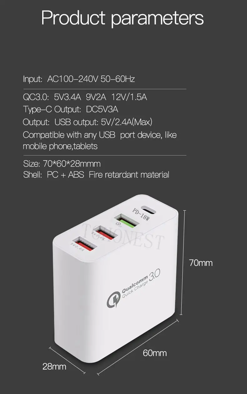 4 порта Смарт USB зарядка 48 Вт быстрое зарядное устройство 3,0 для iPhone samsung Xiaomi huawei USB адаптер type C PD быстрое настенное зарядное устройство EU AU UK