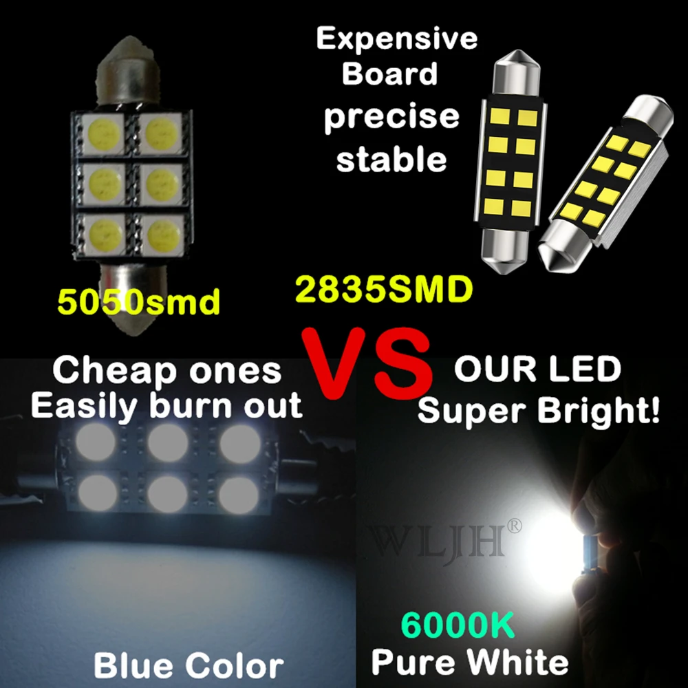2 шт. белый Canbus 36 мм C5W светодиодный 2835SMD 8 номерной знак светильник лампочка для Audi