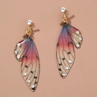 2020 new arrivals vintage pretty accessories colorful butterfly wing inlay clear crystal drop earrings for women fashion jewelry