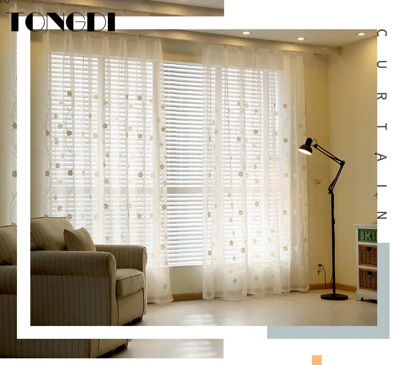 TONGDI/Элегантные Штора для детской комнаты из тюля с цветочным принтом в