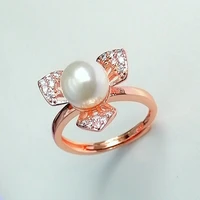 2021 new fashion temperament pearl ring creative full rhinestone leaf valentines day gift women exquisite jewelry accessories