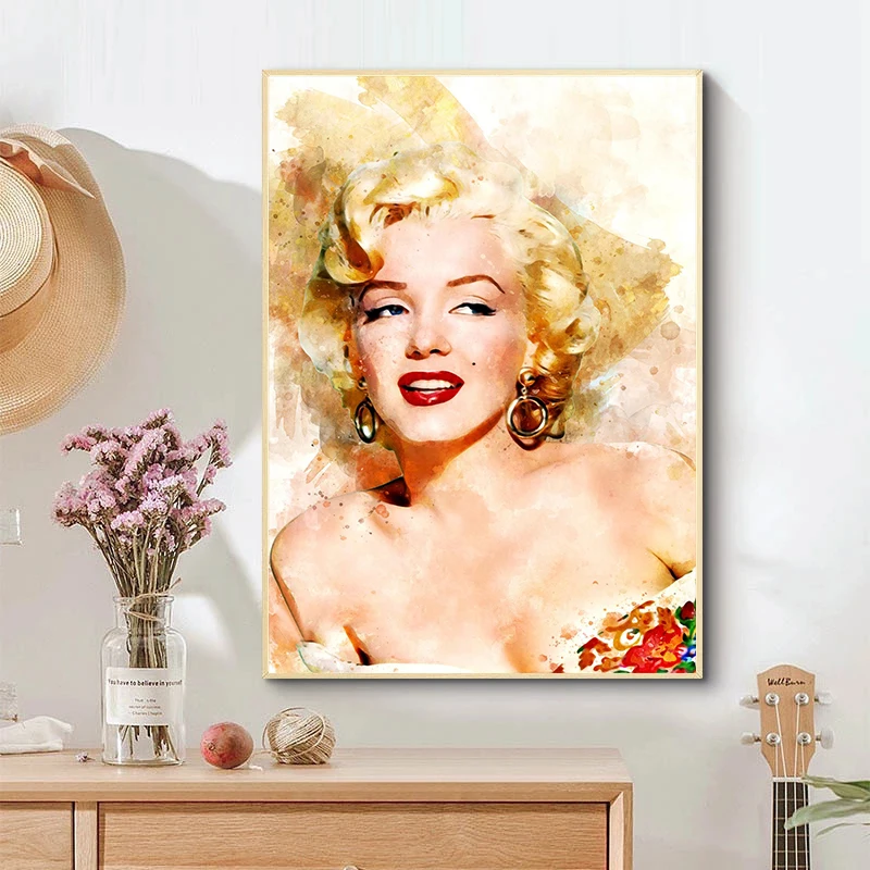 

Marilyn Monroe Watercolor Canvas Painting Classic Figure Wall Art Posters and Prints Wall Decoration Picture Cuadros Home Decor