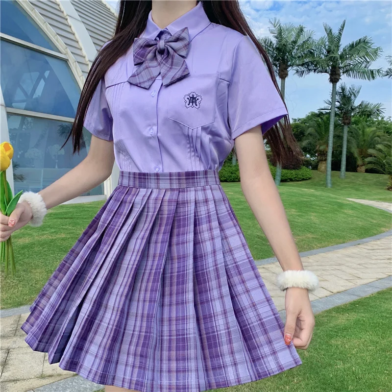 

Shorts Sets Grape Soda For Schools Plaid Skirt Purple Xiaolan Medium Full Set Preppy Style Suit
