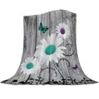 Одеяло в стиле ретро, Фланелевое покрывало с рисунком маргаритки, дерева, бабочки, для кровати, дома, путешествий