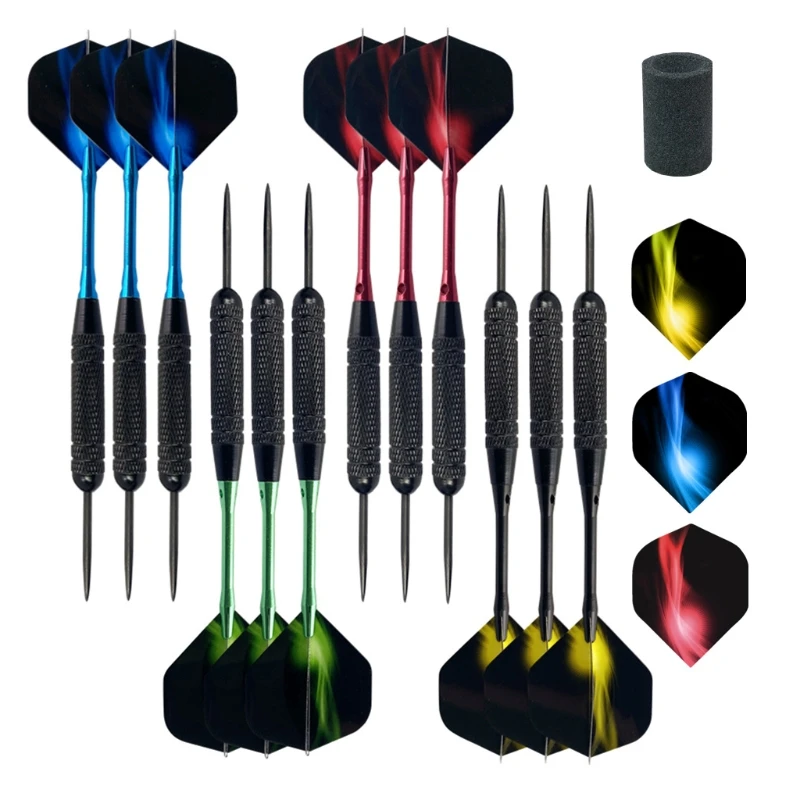 

12pcs Professional Darts Steel Tips Aluminum Shafts PET Flight for Electronic Dartboard Outdoor Indoor Games