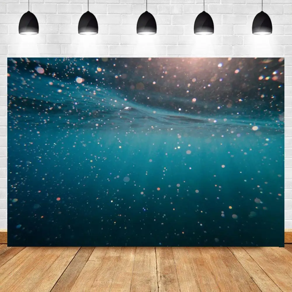 

Underwater Blue Sea Shiny Spotlight Bubble Stage Baby Party Portrait Photography Backgrounds Photo Backdrops Photocall