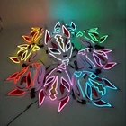 Светящаяся маска для Хэллоуина EL Wire, светящаяся маска, для японского аниме, косплея, светодиодный костюм, маска лисы, для карнавала, вечеринки