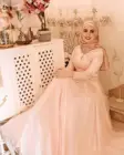Женское вечернее платье с длинным рукавом, розовое платье-трапеция из тюля с жемчужной аппликацией, элегантное платье-хиджаб для мусульманской вечеринки