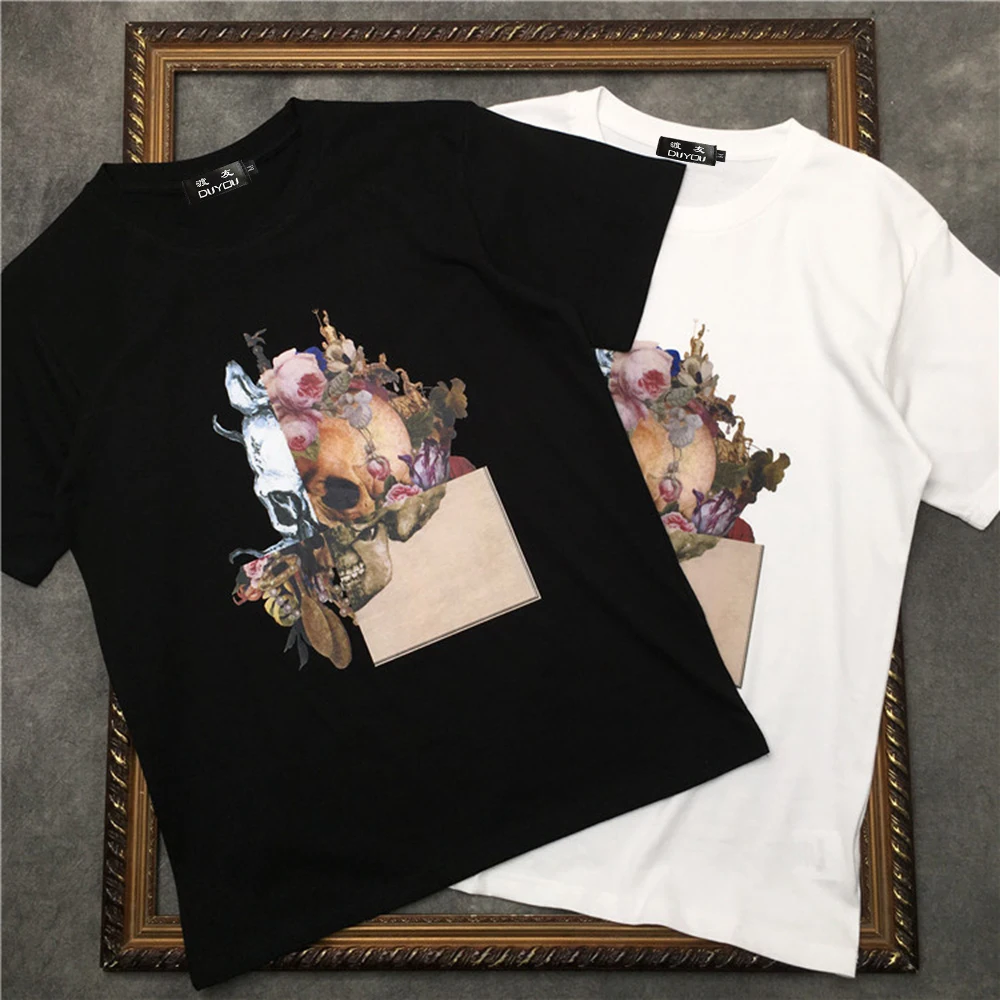 Мужская футболка с коротким рукавом marcelo barrett светящаяся ботаническим черепом