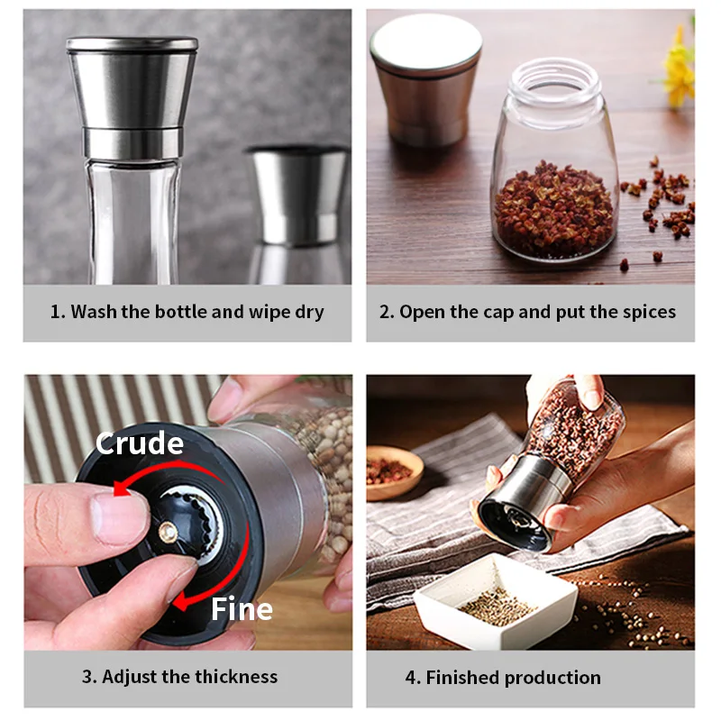 Pepper Grinder 2 in 1 Stainless Steel Manual Salt and Mill Spice Shakers Kitchen Tools Accessories for Cooking | Дом и сад