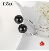 925 sterling silver open adjustable ring freshwater pearls rings vintage black white punk screw fine jewelry for women