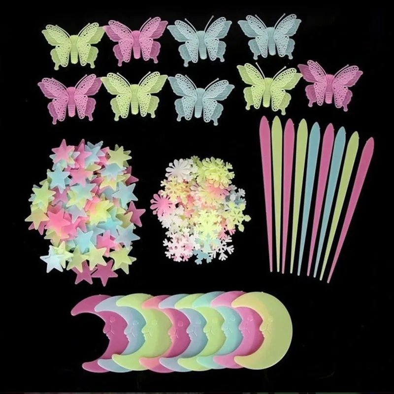 50 шт. 3D звезды Светящиеся в темноте светящиеся флуоресцентные Пластиковые