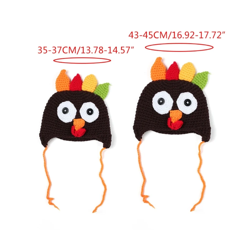 

Toddler Kids Baby Winter Warm Cartoon Hat Funny Turkey Thanksgiving Costume Knitted Cap Gifts Holiday Party Photography Prop