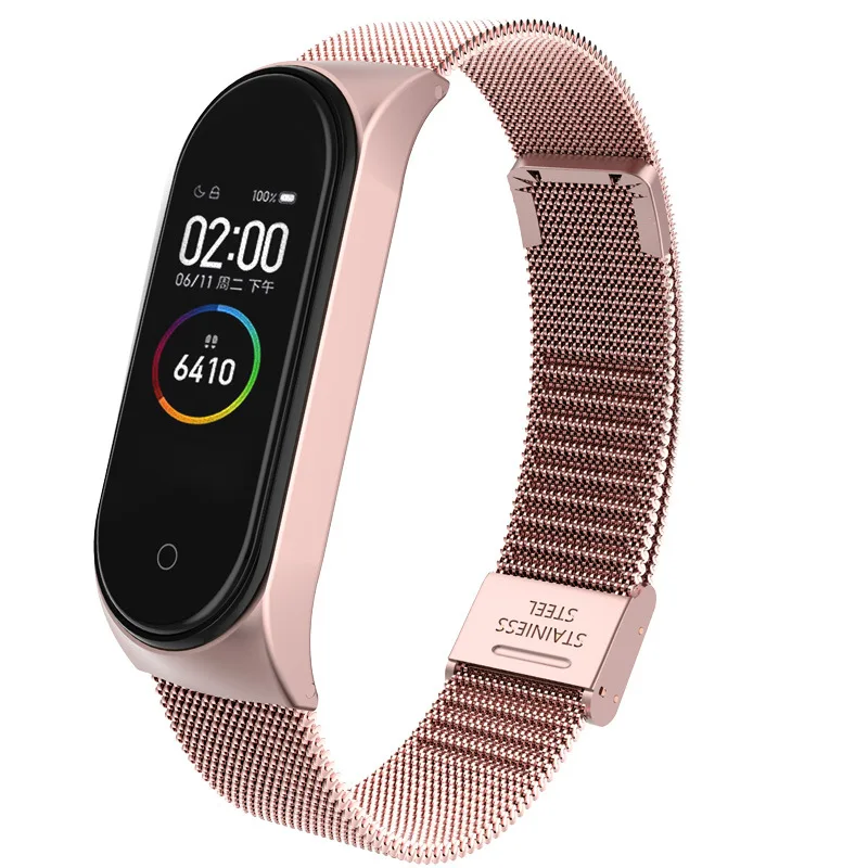 Ремешок сменный из нержавеющей стали для Mi Band 5 браслет подходит Xiaomi 3/4/304