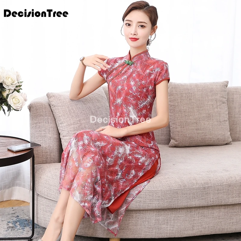

2022 chinese dress chinese style cheongsam short qipao vinatge painting traditional dress for women girl short sleeve qipao