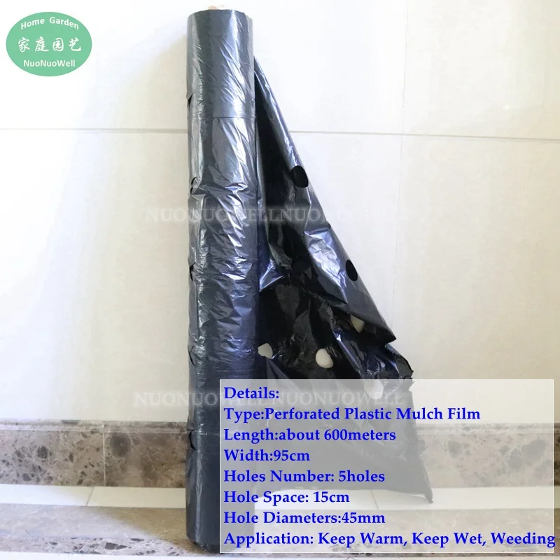 Оптовая продажа 600 м/рулон 5 отверстий черная перфорированная пластиковая