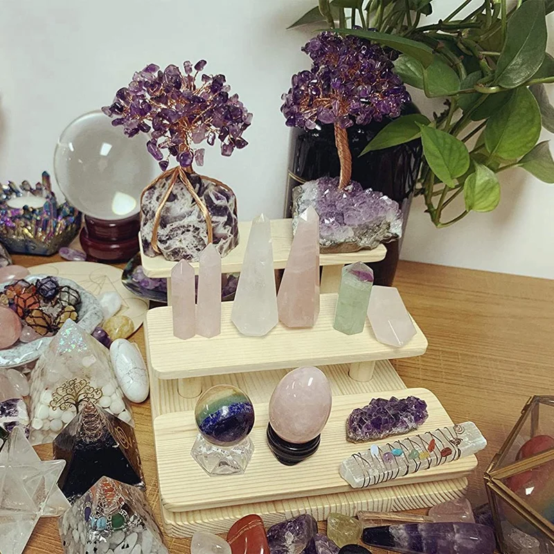 Wooden Display Risers 3 Layers Glasses Stand Jewelry Holder Wood Organizer Tray for Cabinet Desktop | Украшения и аксессуары