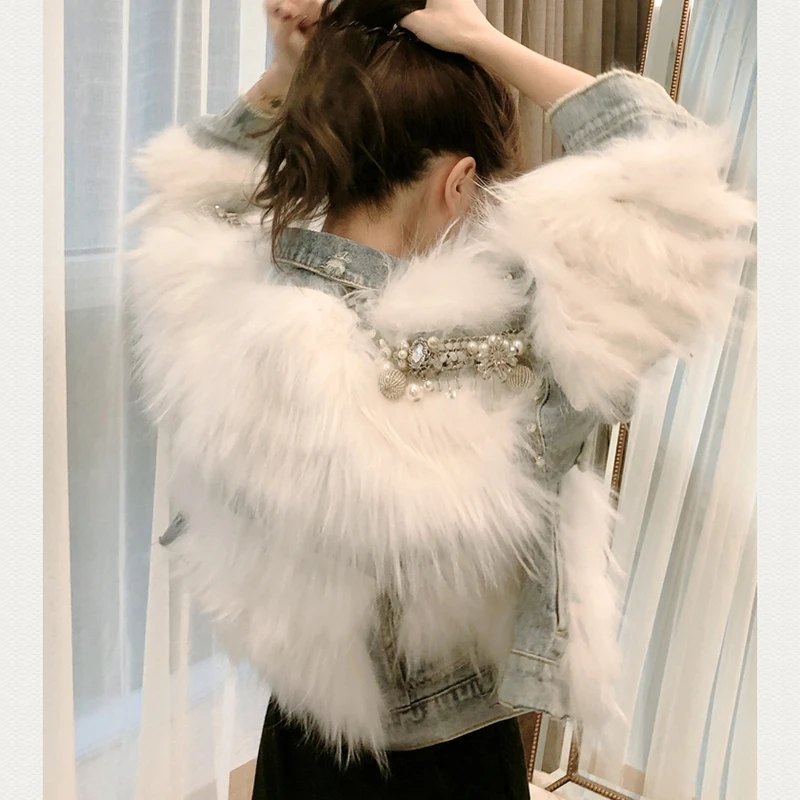 Женские пальто 2020 зимы естественный настоящий мех лисы куртка женская джинсовая верхняя одежда.