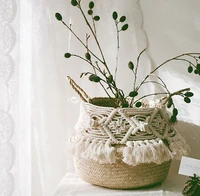 boho decor panier osier wicker storage basket for garden flower pot home folding laundry basket rattan bamboo cestos mimbre