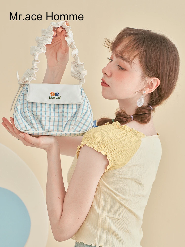 

Cute Pattern Shoulder Bag Women Blue School Waterproof Messenger Bag For Girl Travel College Solid Color Shoulder Bags