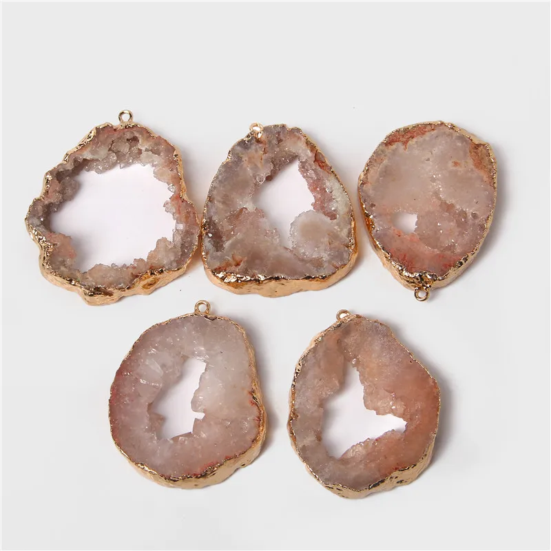 2 шт. Нерегулярные натуральный агат Geode Ангел хрустальные подвески сырой срез