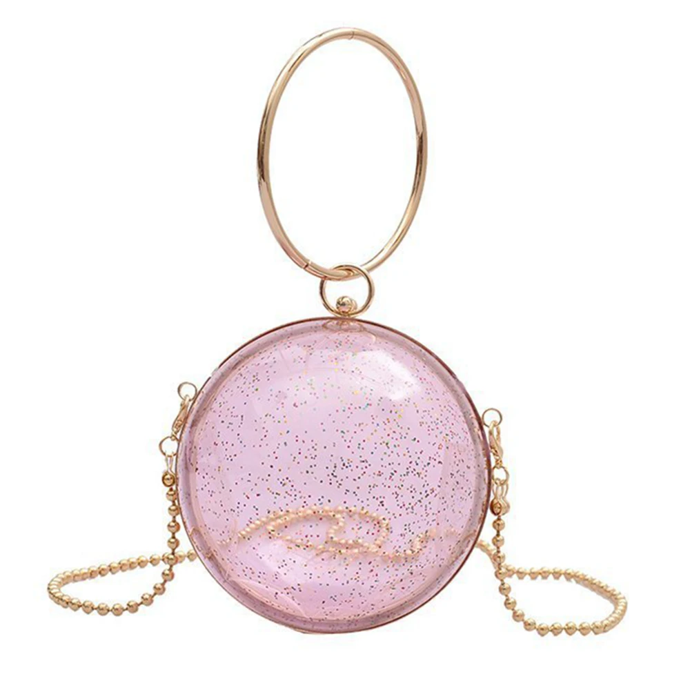 

Diamond Handbags For Women 2021 New Circular Shapes Shoulder Bags Female Fashion Chains Crossbody Purses Ladies PVC Design Totes