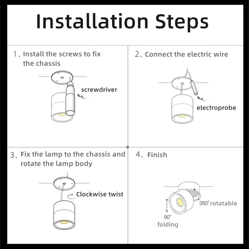 

Foldable Led Ceiling Downlight 7W Bulb Replaceable Surface Mounted Lighting AC220V Angle Adjustable Living Room Foyer Spot Light