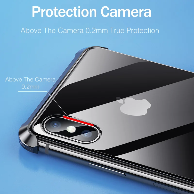YKZ магнитный адсорбционный чехол для телефона iPhone 7 8 Plus X XR XS Max закаленное стекло