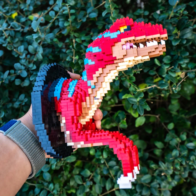 

SC 9003-6 динозавр Велоцираптор животное Монстр голова 3D модель Сделай Сам мини алмазные блоки кирпичи игрушка для детей без коробки