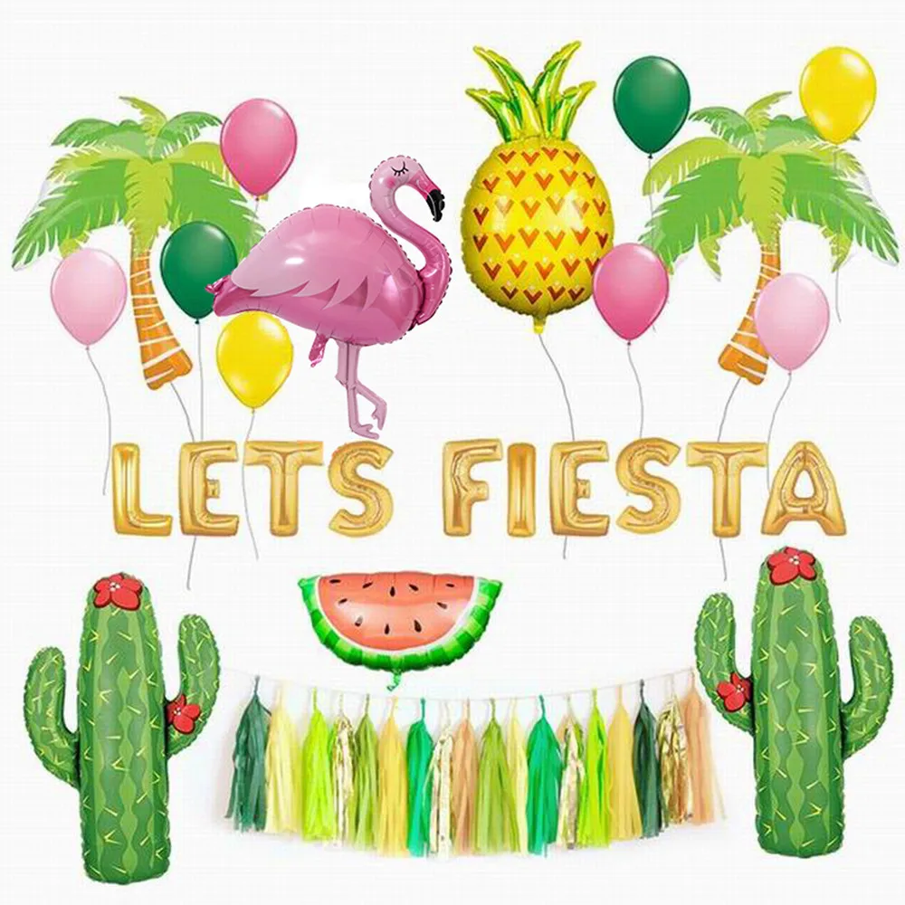 Гавайи вечерние фольгированные шары в форме Фламинго кактус гелиевый воздух