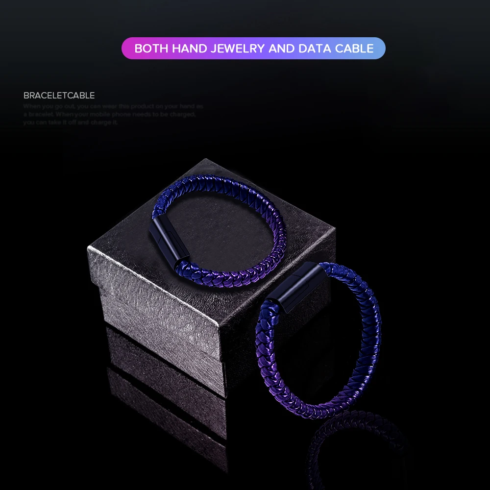 Уличный кожаный мини-Micro USB-браслет зарядное устройство кабель для передачи