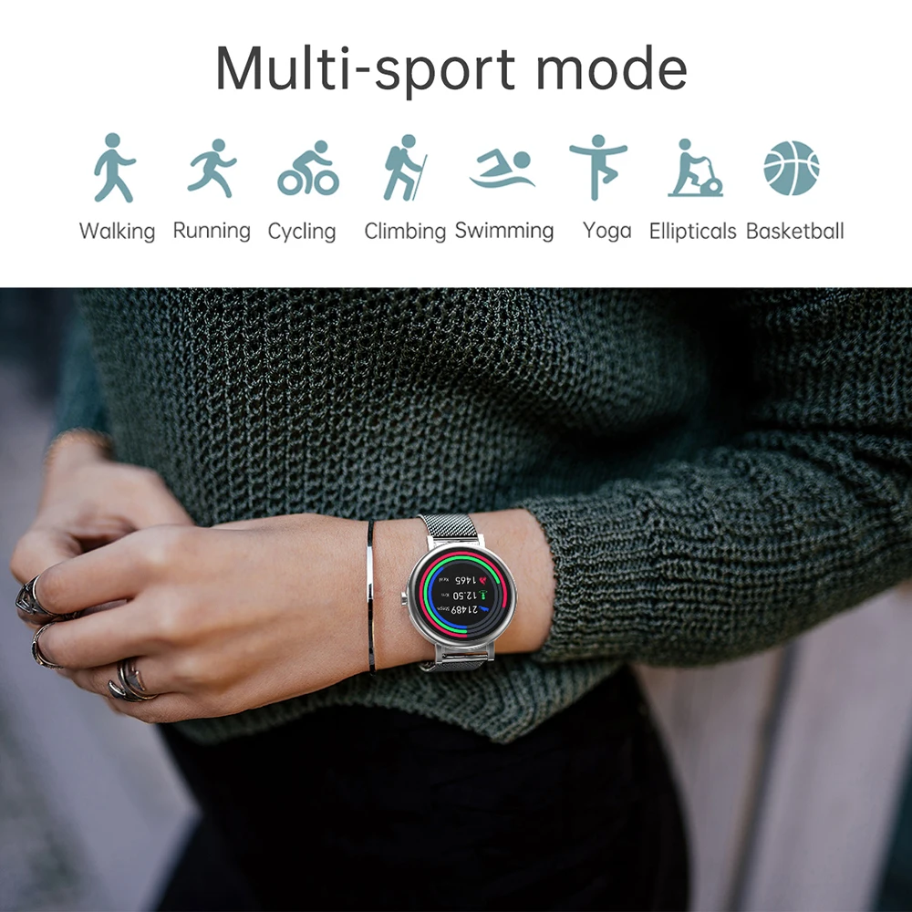 

2021 Full Touch Screen Smart Watch Women LW06 IP68 Waterproof Pedometer Heart Rate Sports Smartwatch Fitness Bracelet for Lady