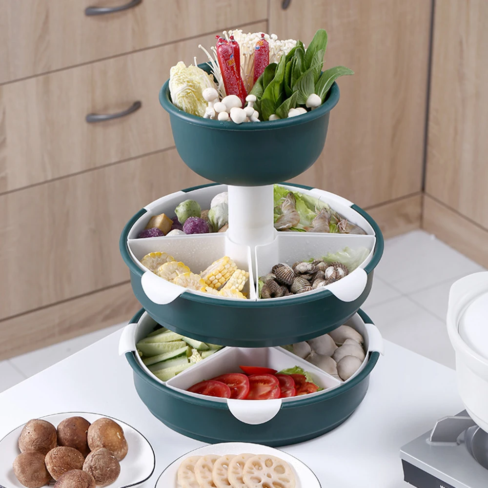 360°rotating And Draining Vegetable Fruit Platter With Handle Hot Pot Side Dish Household Accessories | Дом и сад