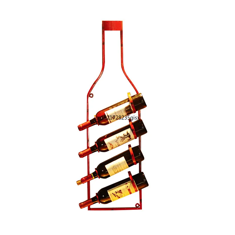 

Retro Wine Rack Wall Hanging Rack Wine Four Bottles Holder Organizer Bar Wall Decoration Metal Wind Rack Stand