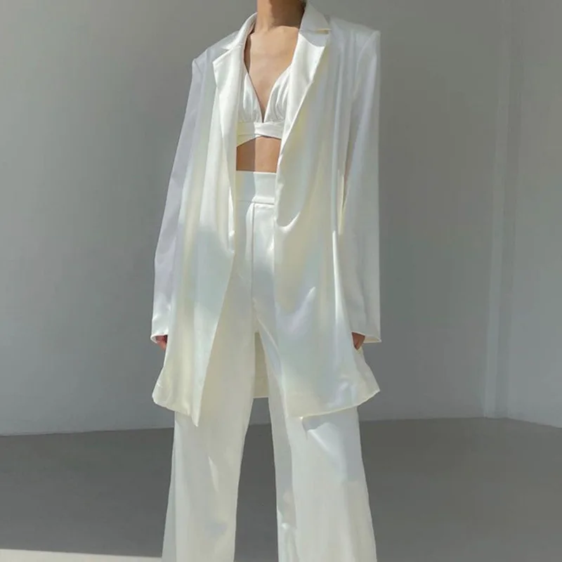 

Женские костюмы, комплекты из двух предметов, Свободный ремень с длинным рукавом, пальто, брюки с высокой талией, штаны с регулируемыми штан...