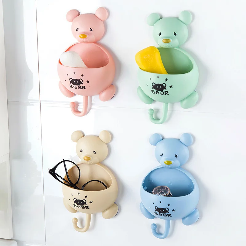 

1 шт., подставка для зубной пасты с милым медведем, контейнер для присосок, органайзер для ванной комнаты, мыльница, присоска, блюдо, зубная ще...