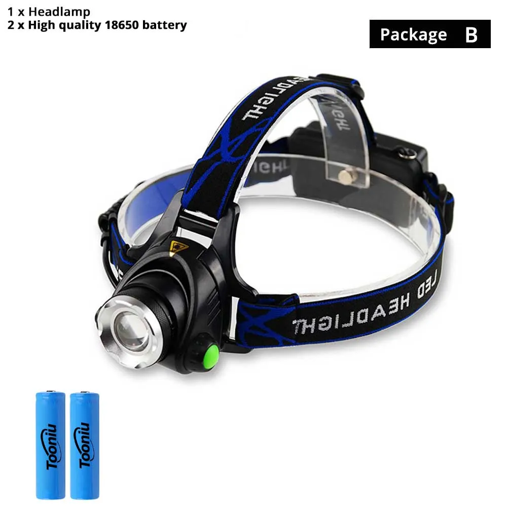 RU 5000LM CREE XML-L2 xm-l T6 светодиодные фары Масштабируемые фар Водонепроницаемый Налобный фонарик Фара Рыбалка Охота свет - Испускаемый цвет: Package B