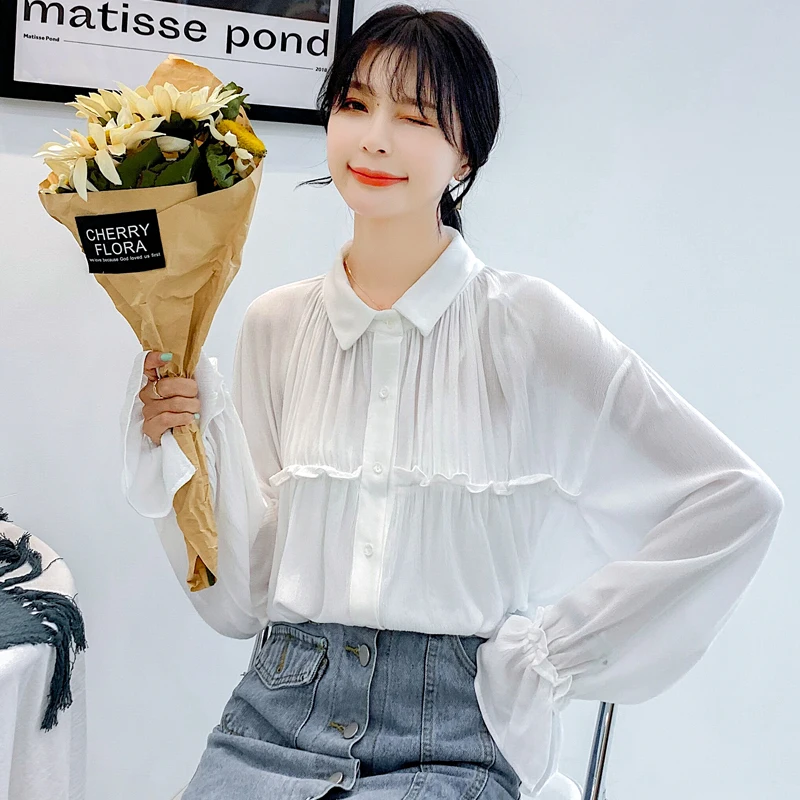 

Новинка 2019, осенняя женская рубашка, хит, блузка с текстурой авокадо, белая, зеленая, 1088