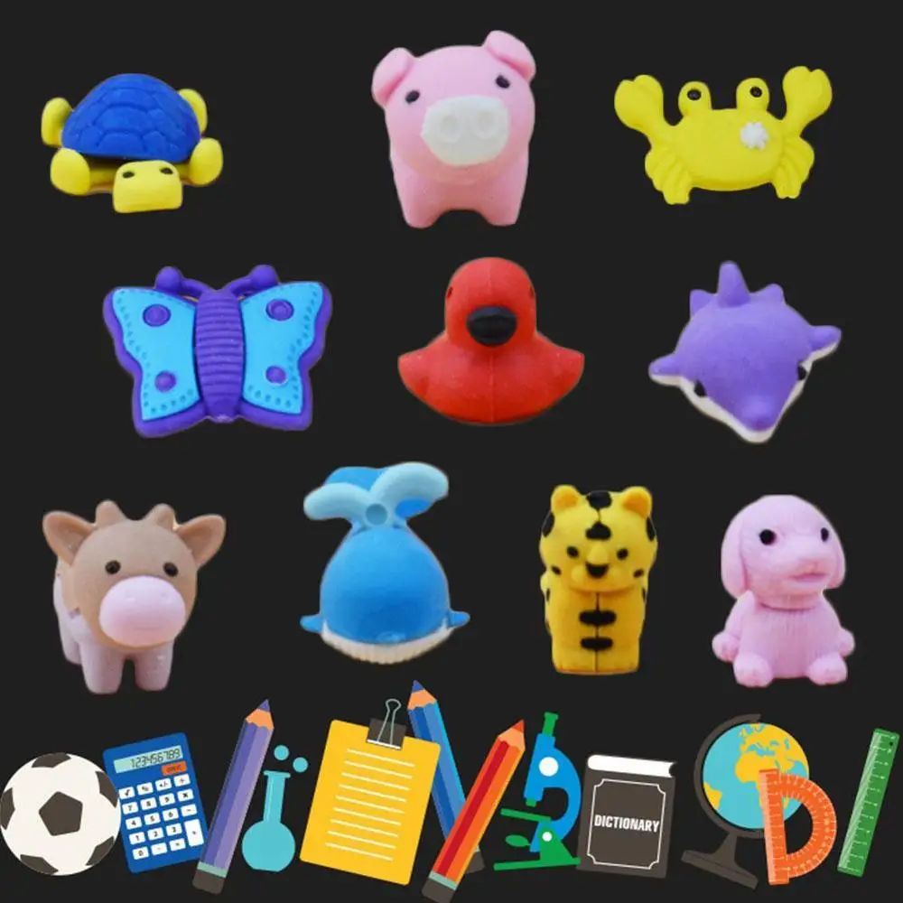 10 шт./лот ластики с мультяшными животными новинка различные виды ластиков милыми