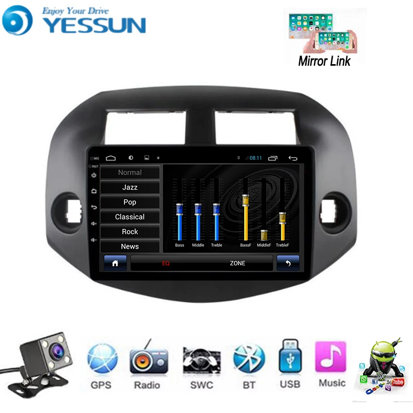 Автомобильный мультимедийный плеер YESSUN на Android для Toyota RAV4 2007 ~ 2012 GPS-навигация
