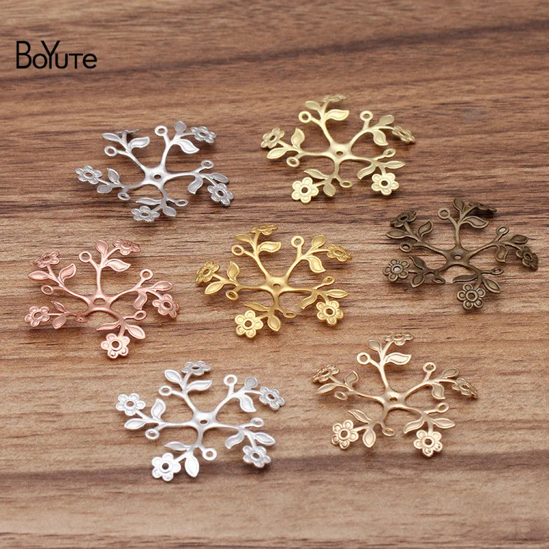 

BoYuTe (20 Pieces/Lot) 39MM Metal Brass Stamping Flower Materials Diy Hand Made Jewelry Accessories Parts