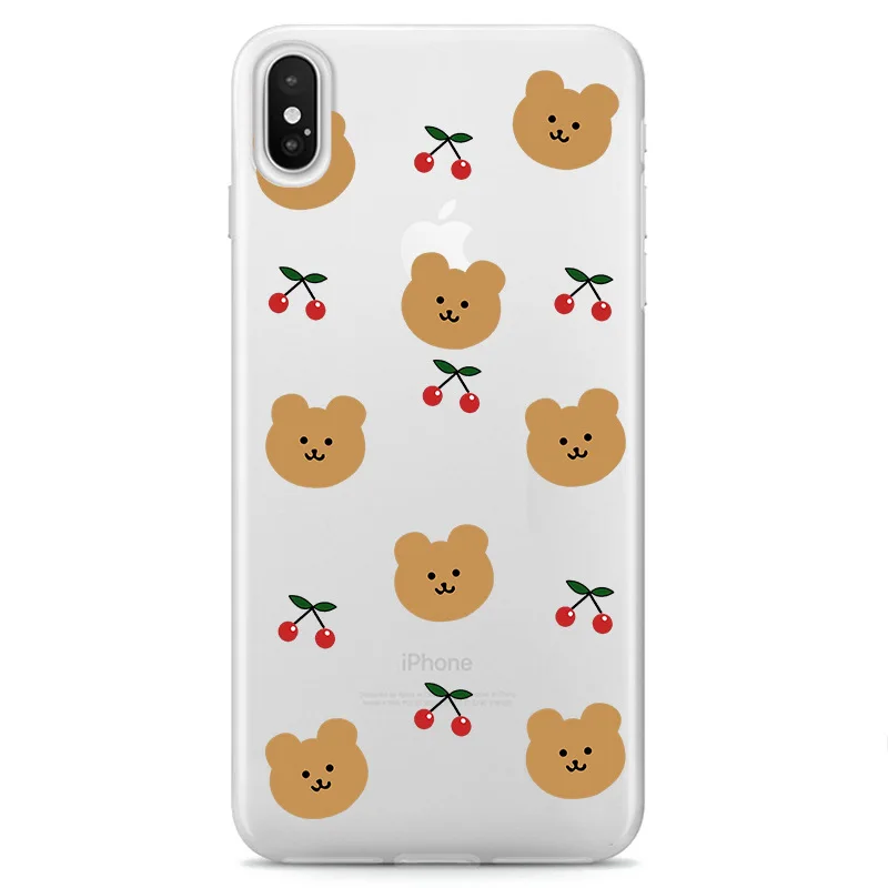 Kawaii bear корейский Прозрачный чехол для пары iPhone 11Pro Max 7 8 6s plus мягкий силиконовый X XS
