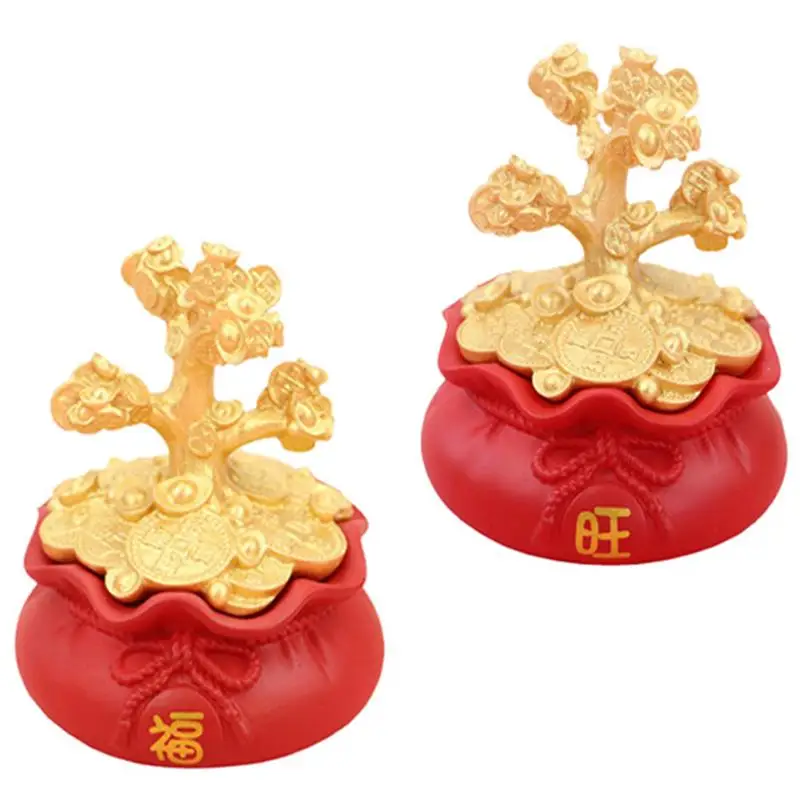 

2 Pcs Money Tree Adornment Money Bag Craft Decoration Home Cabinet Decoration