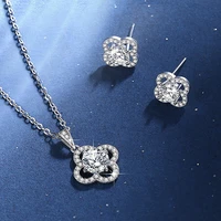 real moissanite 1 carat jewelry sets necklace earrings for women 100 925 sterling silver sparkling wedding party fine jewelry