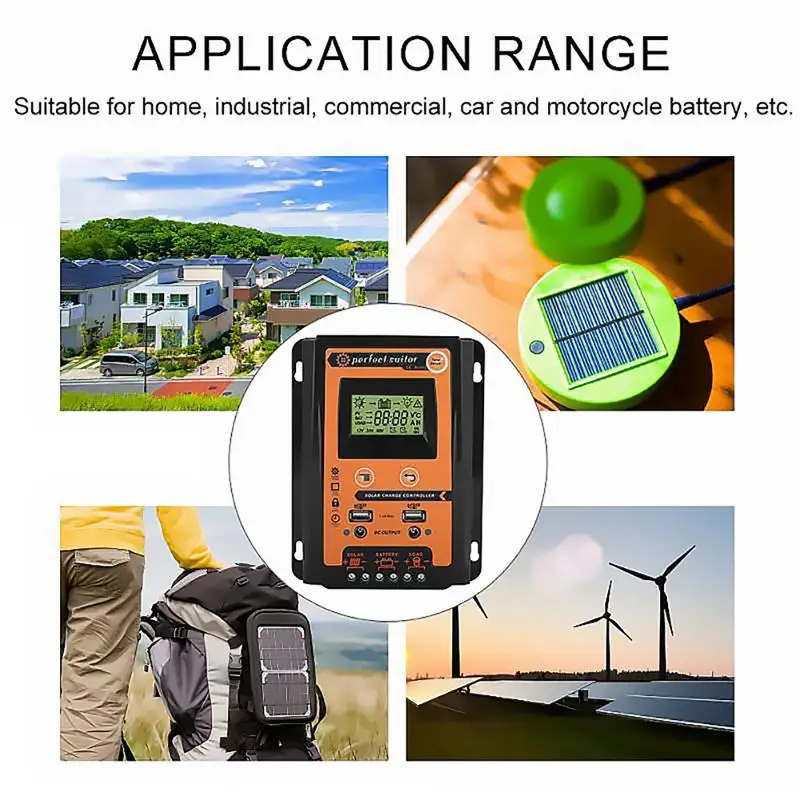 

LCD 30A 50A 70A MPPT PWM Solar Charge Controller Load Timer 12V 24V Dual USB Solar Regulator IP32 PV Battery Controller
